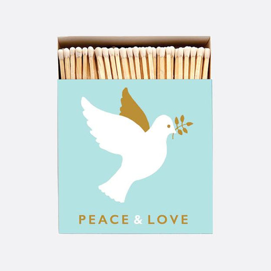 Caja cuadrada de cerillas Peace and Love